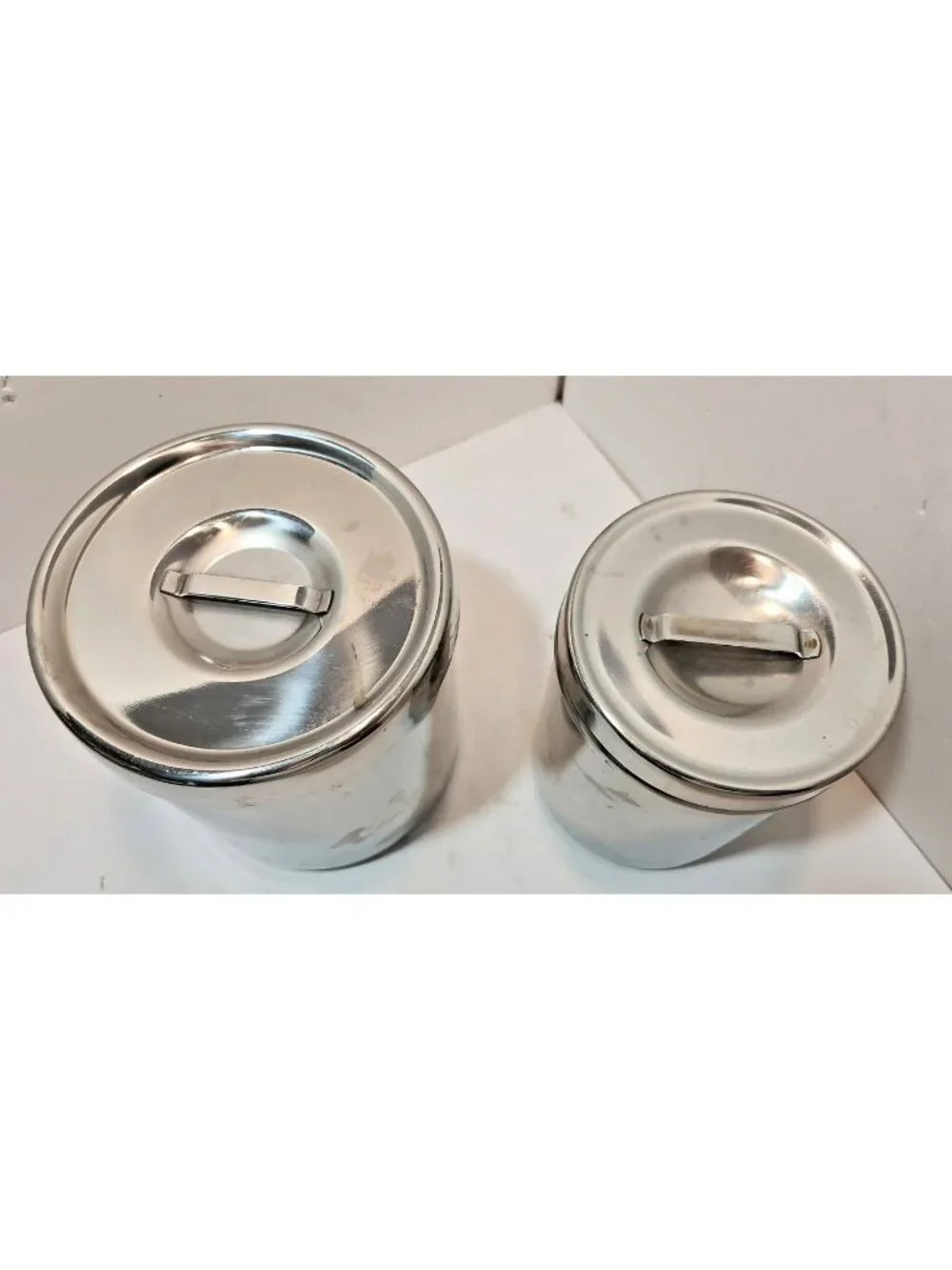 Vtg Stainless Steel Canisters W/ Medical Lid - Set of 2  Vollrath 8802 Polar 3J